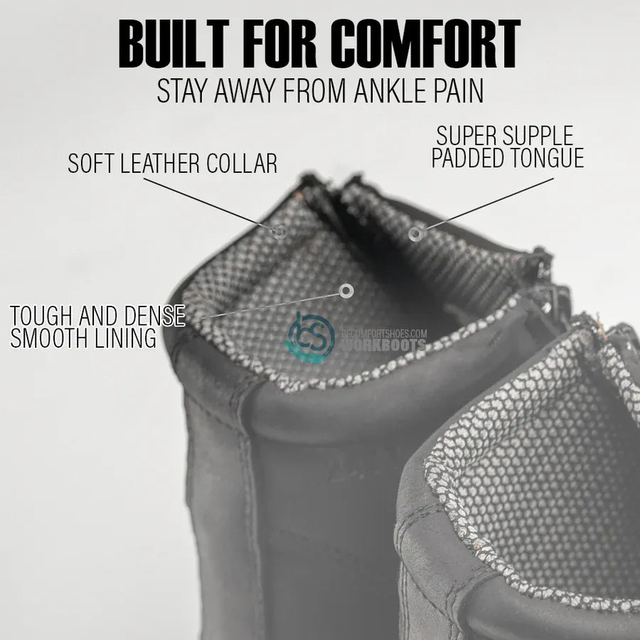Hammer Men´s Dual Zipper Comfort Wellington Sole Round Soft Toe Work Boots - Black 
