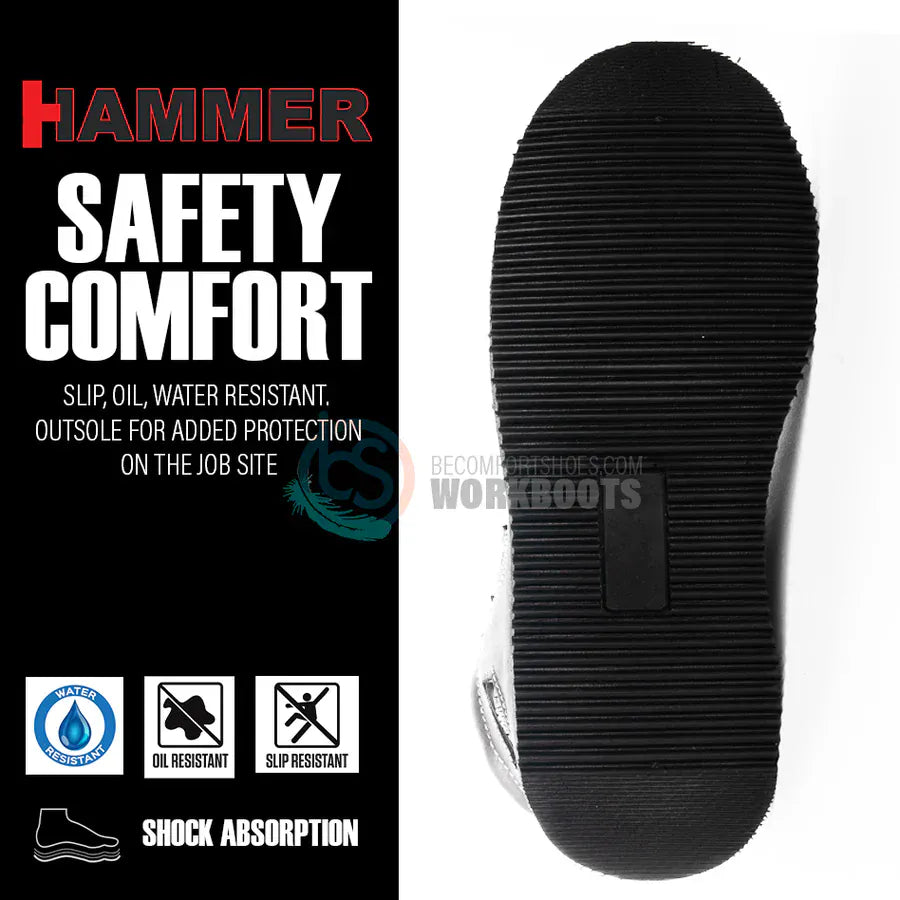 Hammer Men´s Dual Zipper Comfort Wellington Sole Round Soft Toe Work Boots - Black 