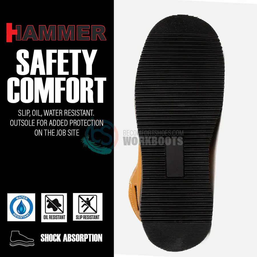 Hammer Men´s Dual Zipper Comfort Work Boots Soft Round Toe - Habanna 