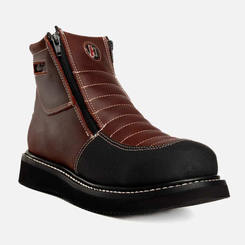 Joe Boots Boots Dual Zipper Comfort Work Boots Wine Color - Hammer Boots
