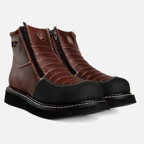 Joe Boots Boots Dual Zipper Comfort Work Boots Wine Color - Hammer Boots