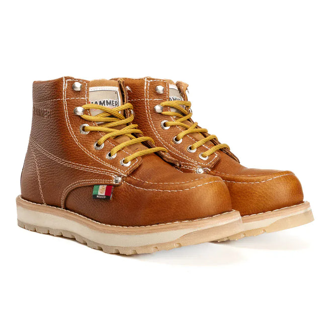 Joe Boots Boots Murphy 6" Leather Work Boots Doble Density Sole With MEX Flag Honey Color - Hammer Boots