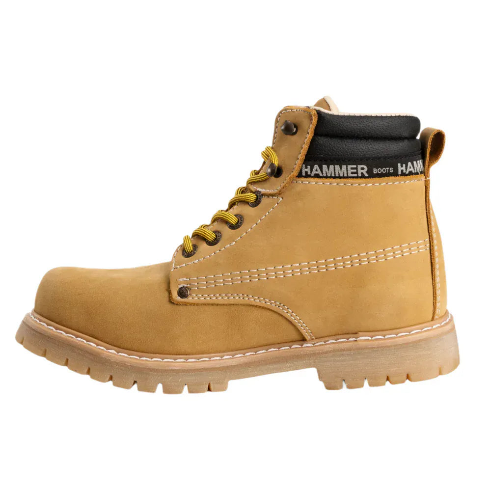 Hammer Men's Murphy Work Boots Tractor Sole Suede Leather Steel Round Toe Work Boots -  Honey - Left Side View