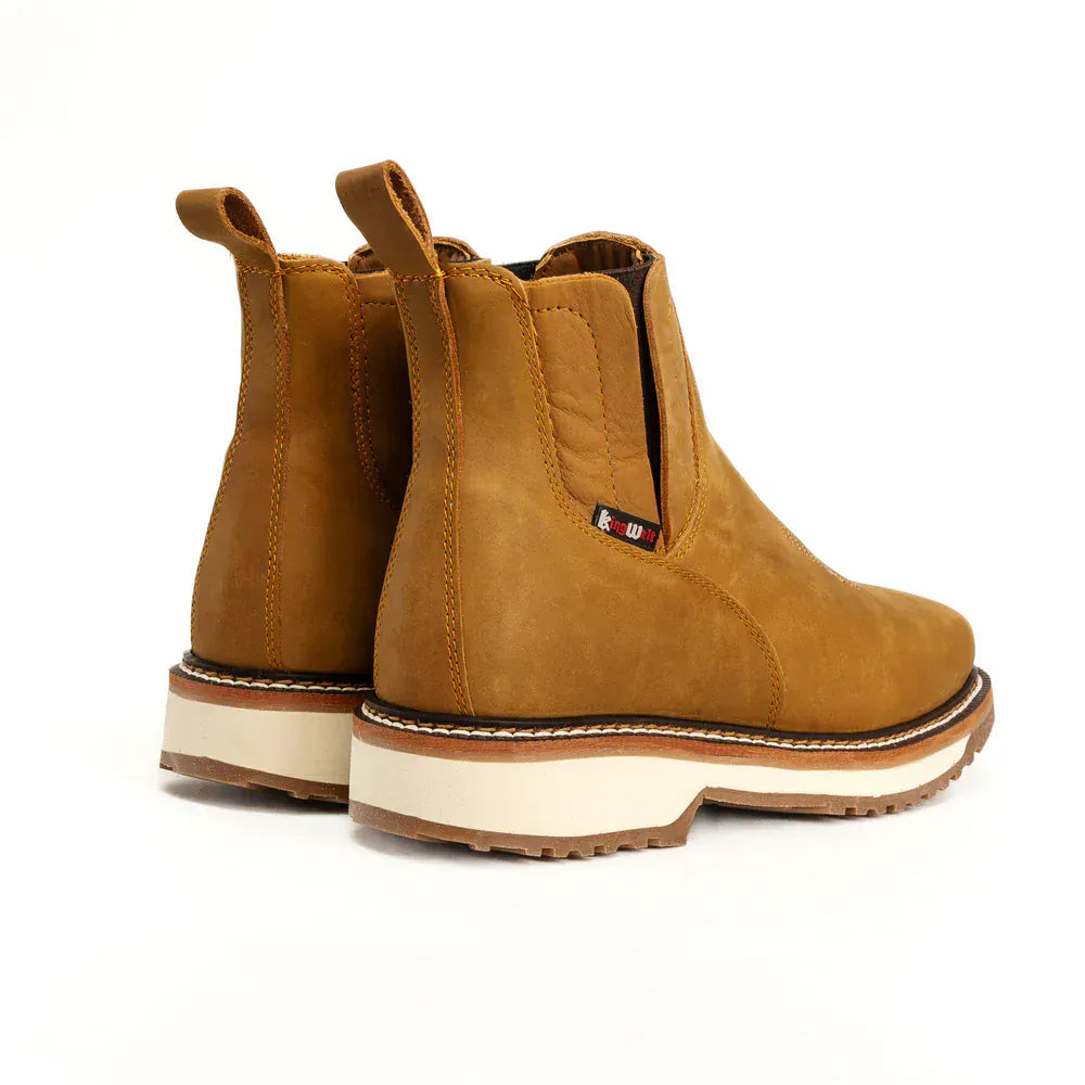 King Welt Men´s Arizona 6" Pull Up Lightweight Square Soft Toe Work Boots - Desert - pair Back View