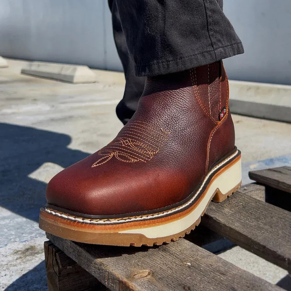 King Welt Men´s Arizona 6" Pull Up Lightweight Square Soft Toe Work Boots - Merlot 