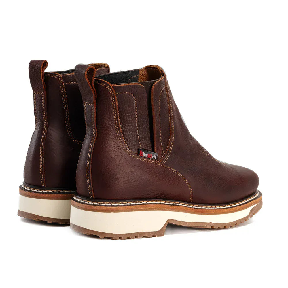 King Welt Men´s Arizona 6" Pull Up Lightweight Square Soft Toe Work Boots - Merlot - Pair Back View