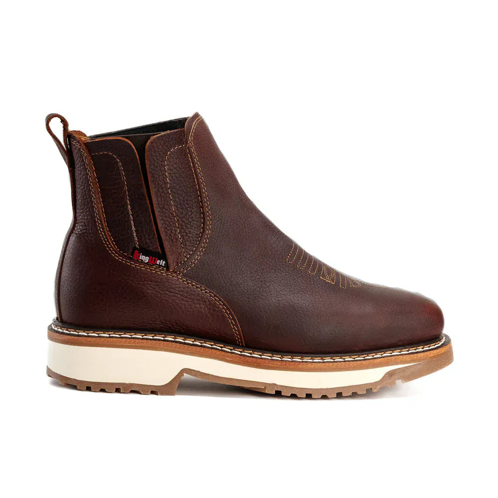 King Welt Men´s Arizona 6" Pull Up Lightweight Square Soft Toe Work Boots - Merlot - Right Side View