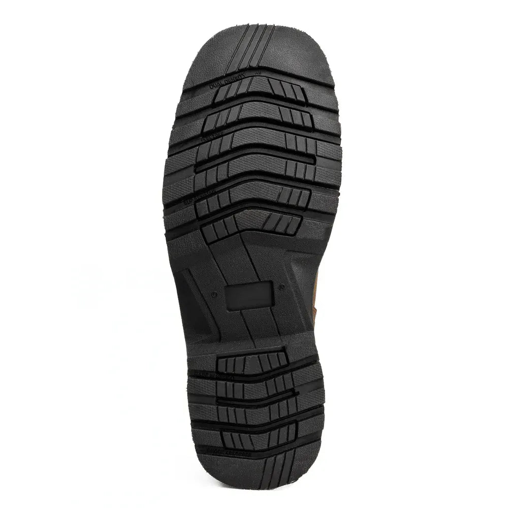 King Welt Men´s Buffalo 8" Double Density, Lace Up Square Soft Toe Work Boot - Papaya Brown  - Sole View