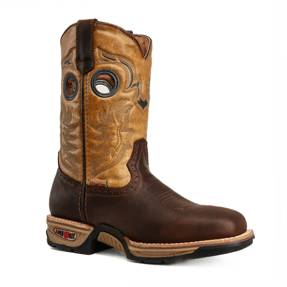 King Welt Boots Buffalo 9" Men's Western Work Boot Soft Toe Brown Color - King Welt