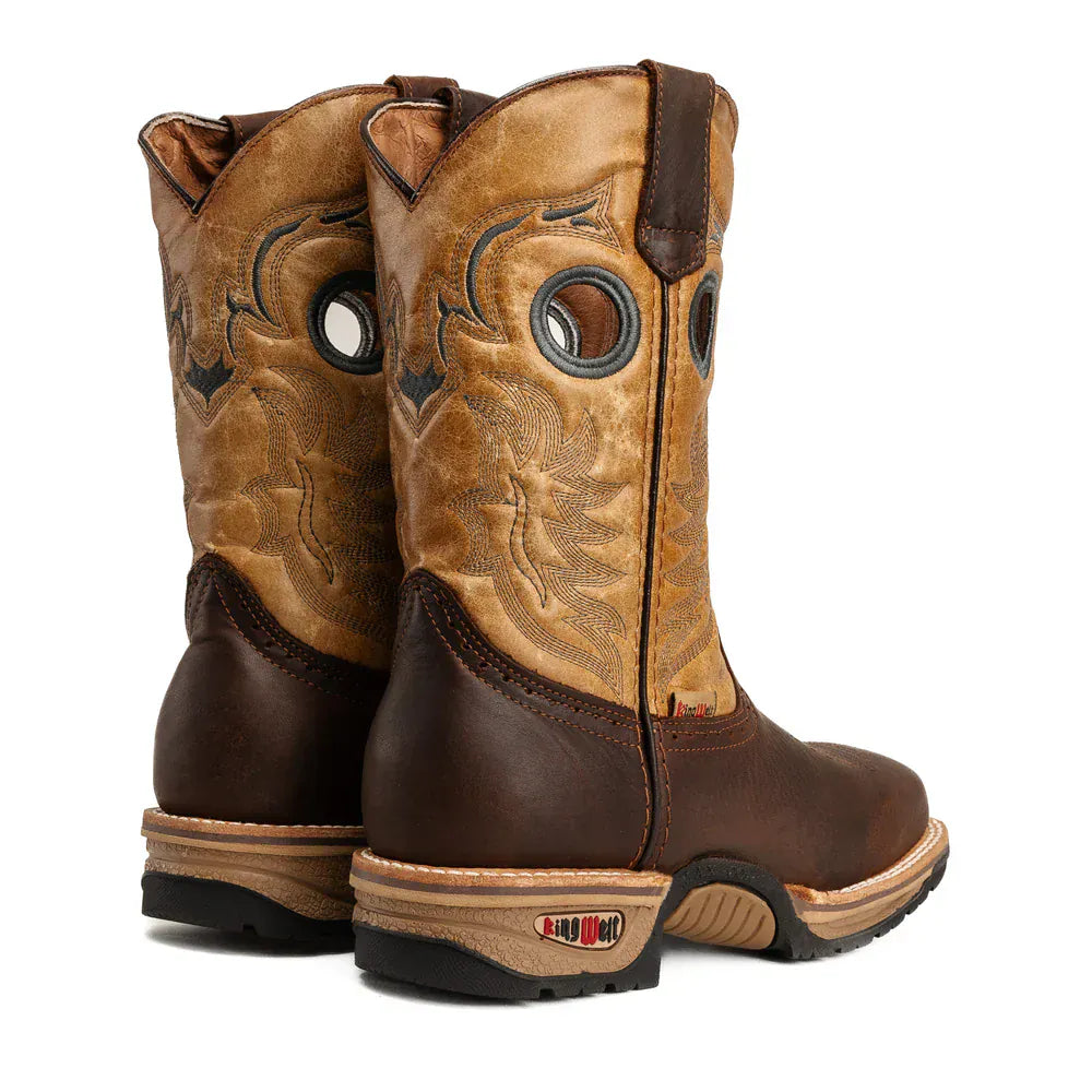 King Welt Boots Buffalo 9" Men's Western Work Boot Soft Toe Brown Color - King Welt