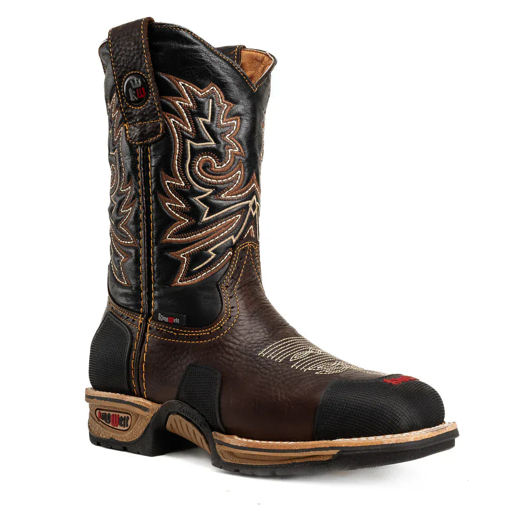 King Welt Boots Buffalo 9" Men's Western Work Boot with Masterguard Protection Brown Color - King Welt
