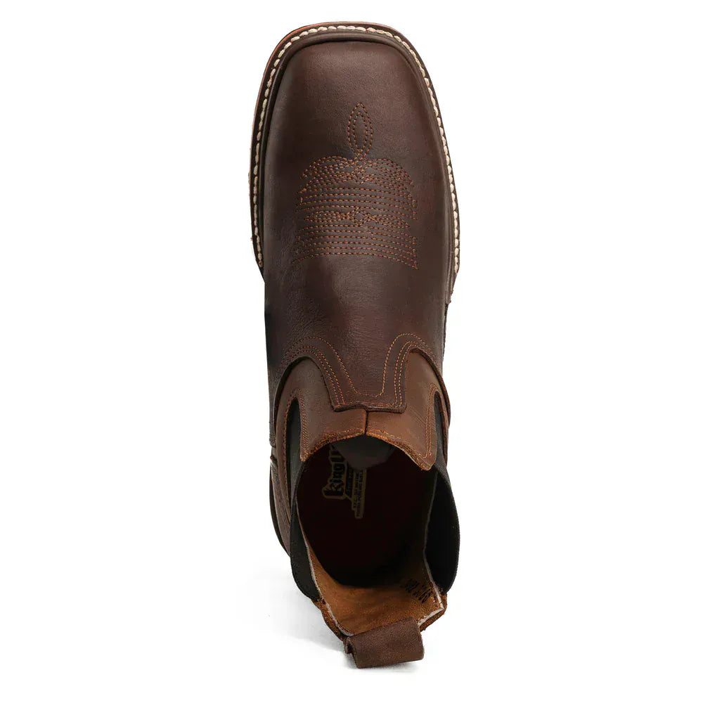 King Welt Men´s Buffalo Razor 6" Chelsea Lightweight Square Soft Toe Work Boots - Brown - Top View
