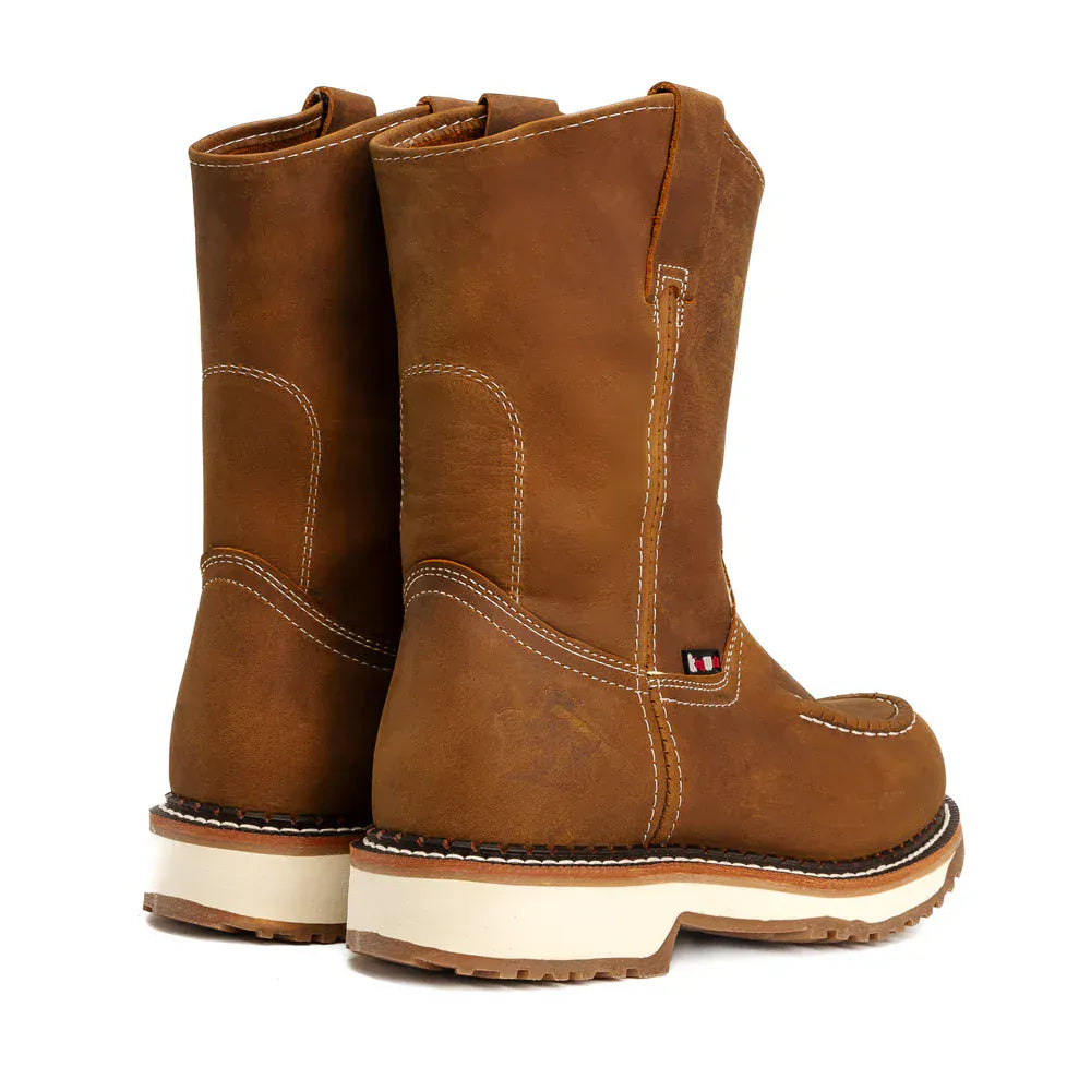King Welt Men´s Lasso 11' Pull Up Lightweight Soft Moc Toe Work Boot - Brown Tobacco - Pair Back View