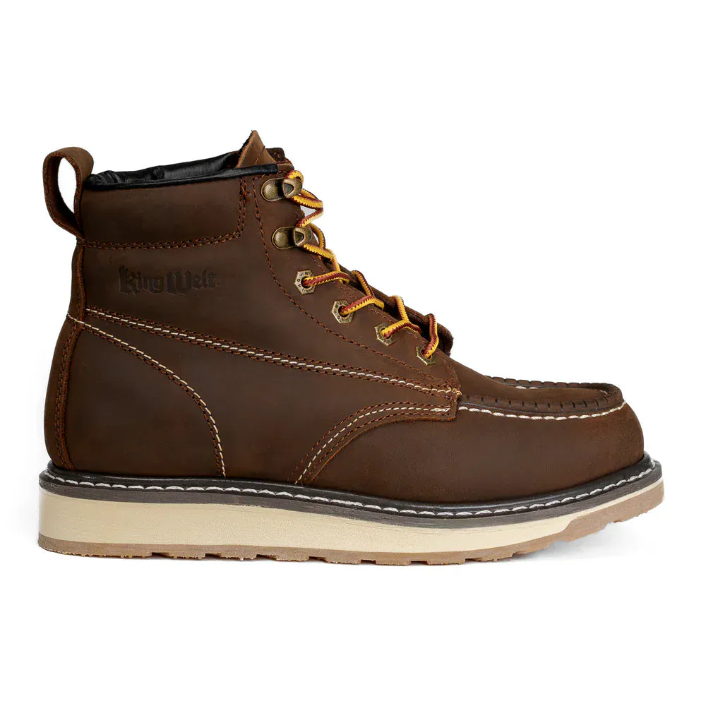 King Welt Men´s Full-Grain Leather 6" Wedge Calexico Soft Moc Toe Work Boots - Sand - Right Side View