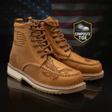 King Welt Boots Men's Patriot 6" Moc Composite Toe Work Boots Tan Color - King Welt