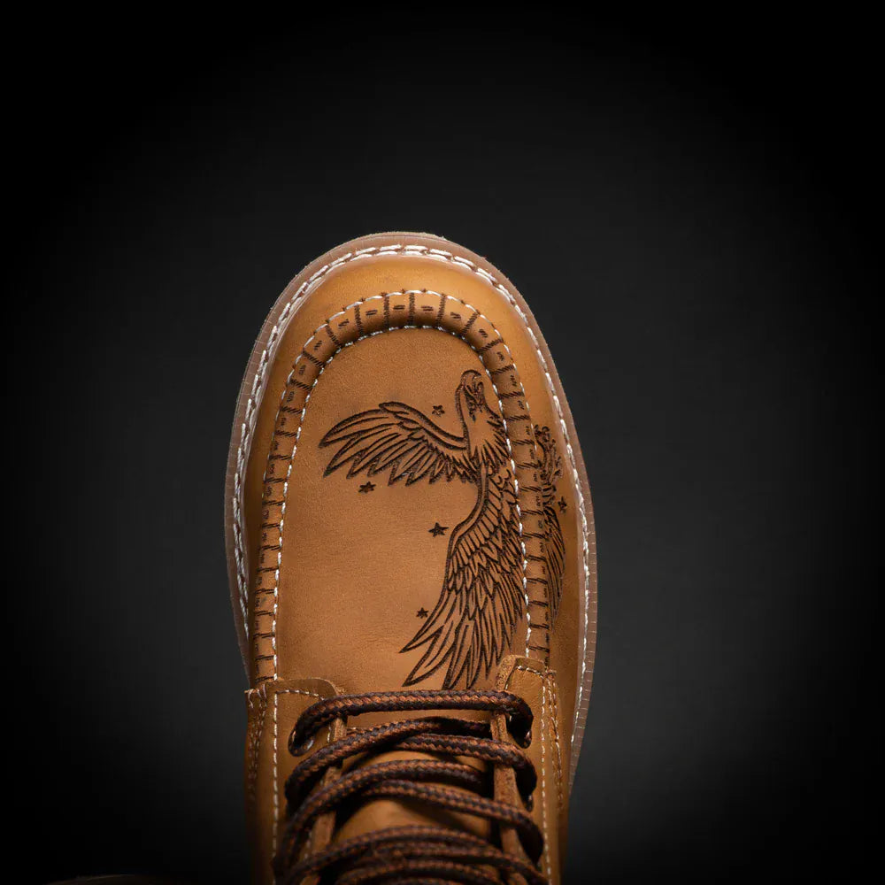 King Welt Men's Patriot 6" Moc Composite Toe Work Boots - Tan - Toe View