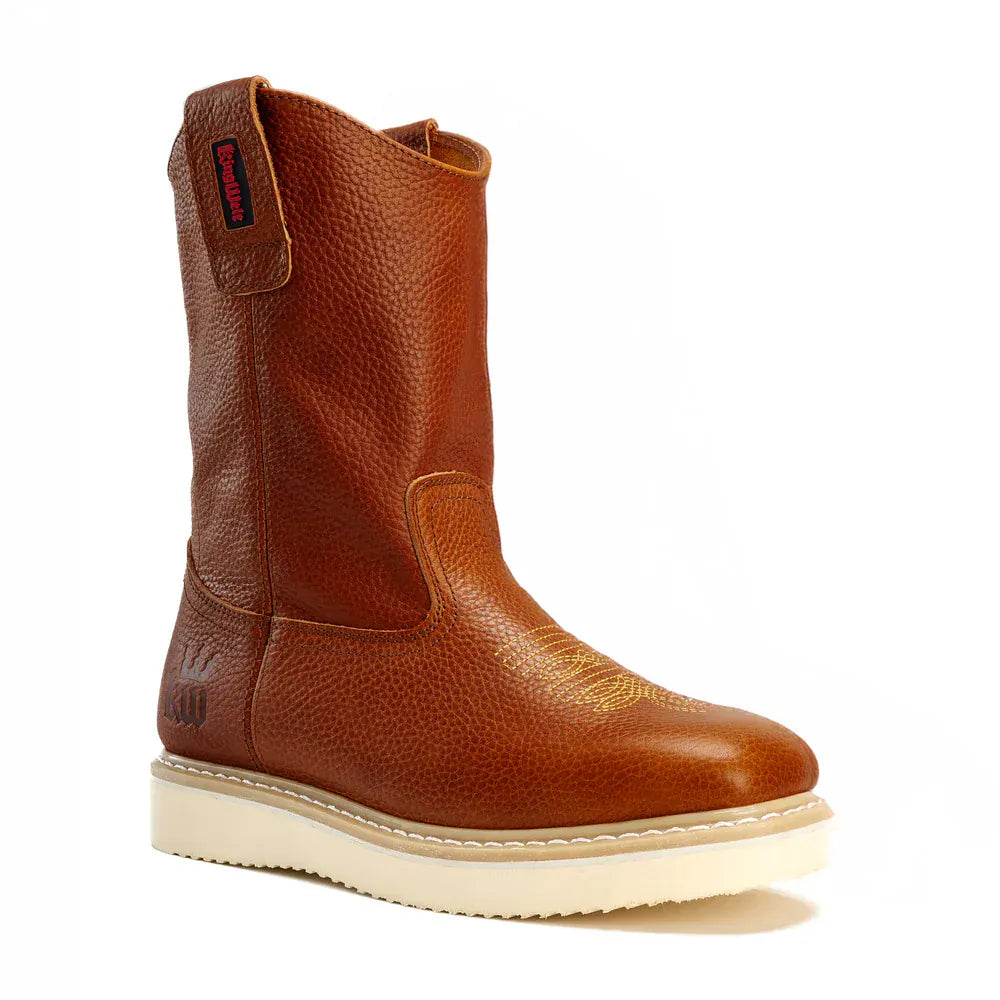 King Welt Boots Santa Fe 11" Wellington Boots Square Toe Full Grain Leather Tan Color - King Welt