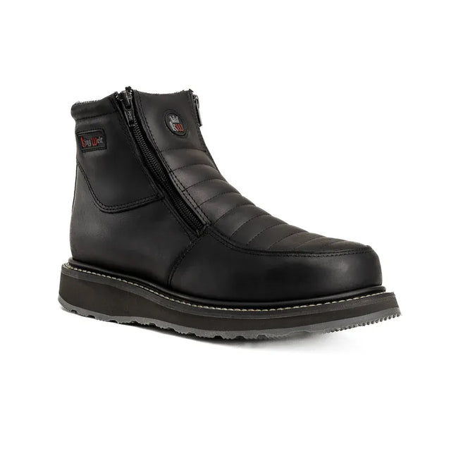 King Welt Boots Ultra Flex 6" Black Double Zipper Work Boots Black Color - King Welt