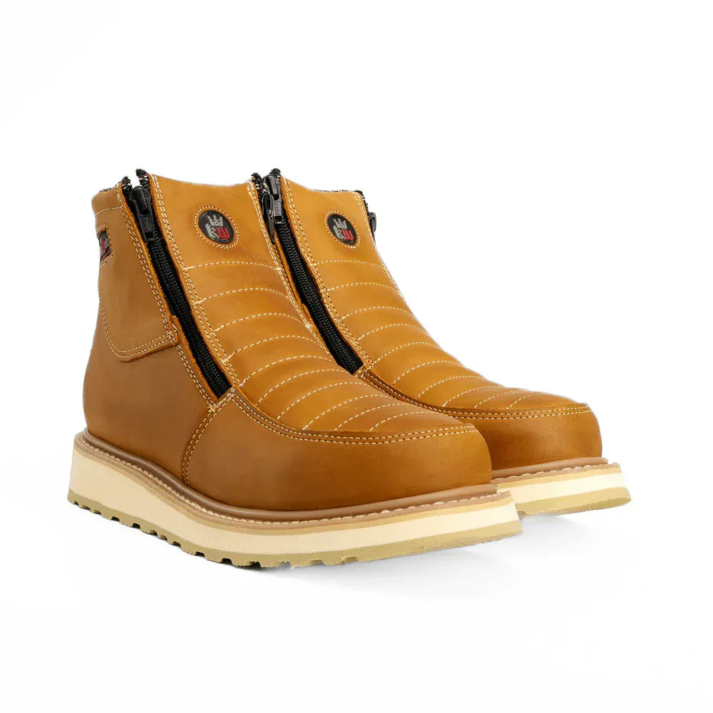 King Welt Boots Ultra Flex 6" Double Zipper Work Boots Honey Habana Color - King Welt