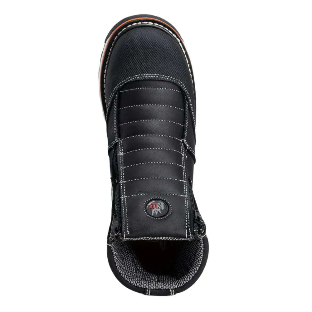 King Welt Boots Ultra Flex 6" Double Zipper Work Boots Soft Toe Full-Grain Leather Black Color - King Welt