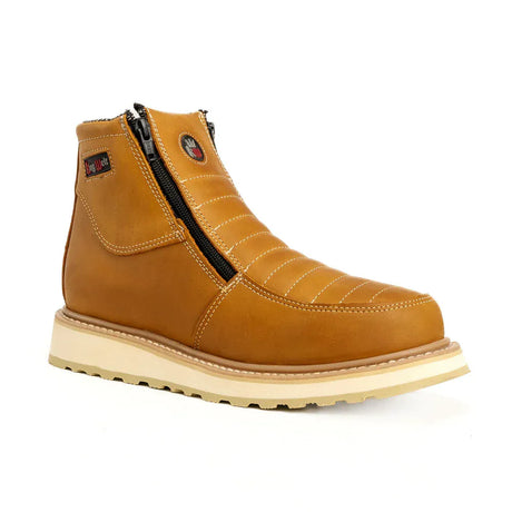 King Welt Boots Ultra Flex 6" Steel Toe Double Zipper Work Boots Honey Habana Color - King Welt
