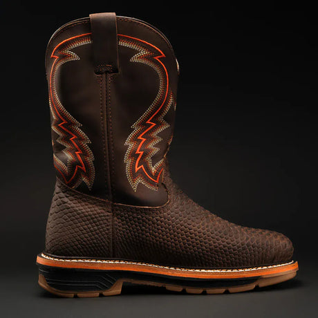 King Welt Boots Venom 11" Python Tribute Work Boot Square Soft Toe Brown Color - King Welt