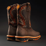 King Welt Boots Venom 11" Python Tribute Work Boot Square Steel Toe Brown Color - King Welt
