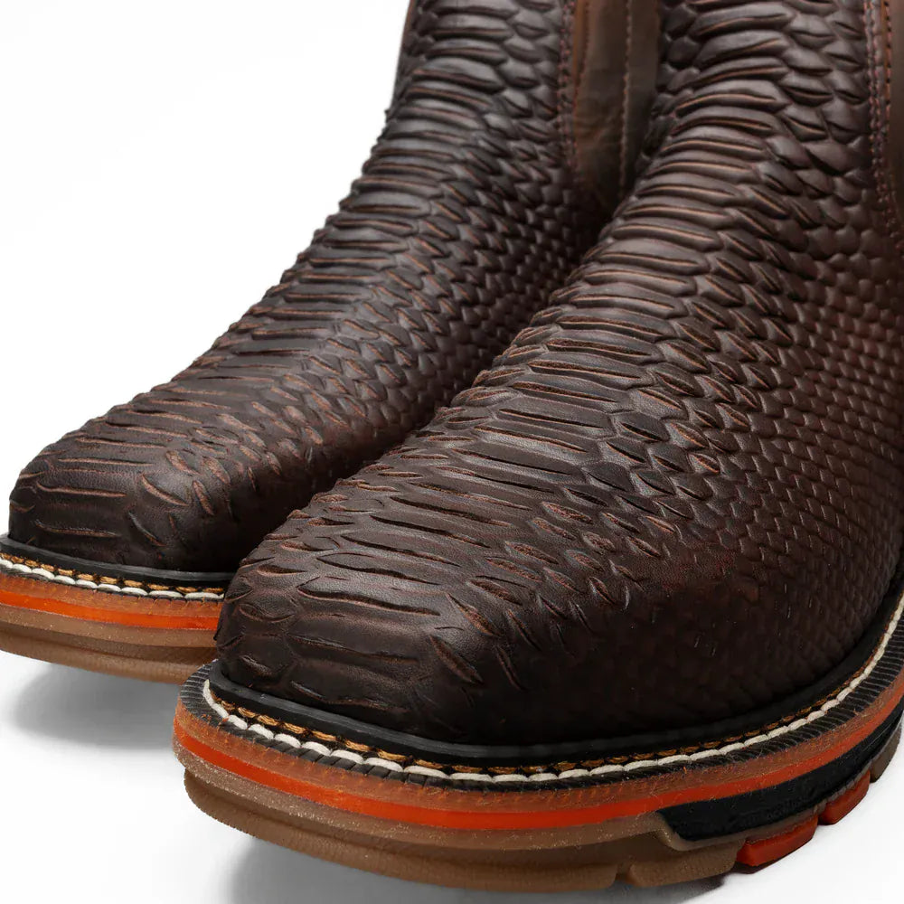 King Welt Men´s Venom 6" Python Tribute Soft Square Toe Work Boot - Brown - toe View