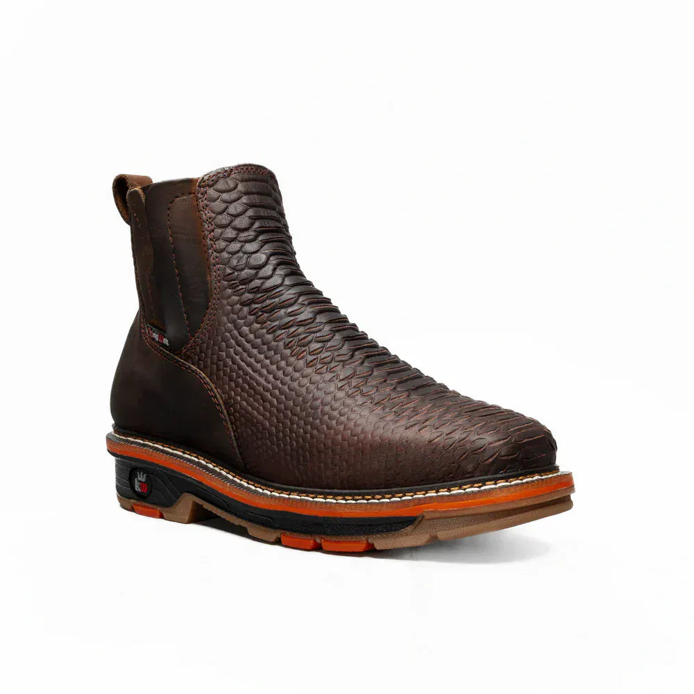 King Welt Men´s Venom 6" Python Tribute Soft Square Toe Work Boot - Brown - Side View