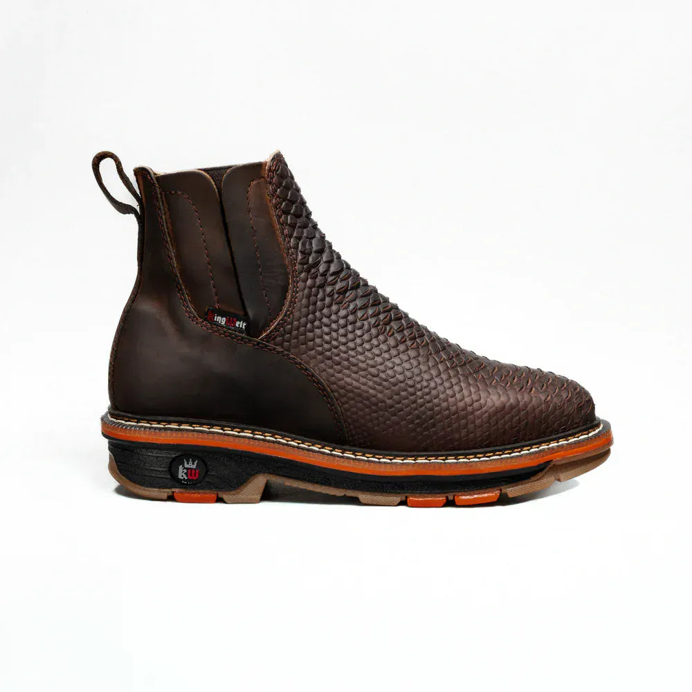 King Welt Men´s Venom 6" Python Tribute Soft Square Toe Work Boot - Brown - Right Side view