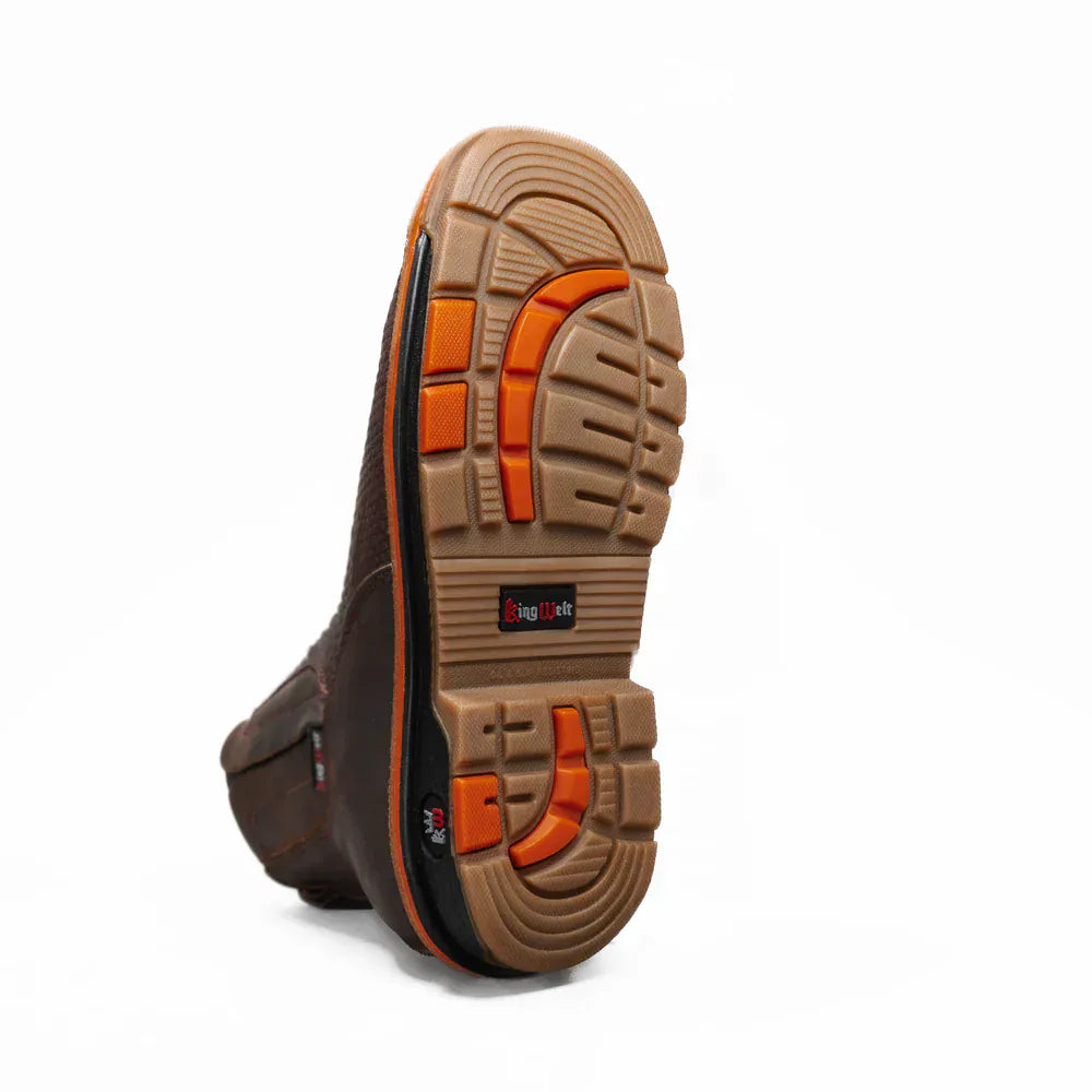 King Welt Men´s Venom 6" Python Tribute Soft Square Toe Work Boot - Brown - Sole View