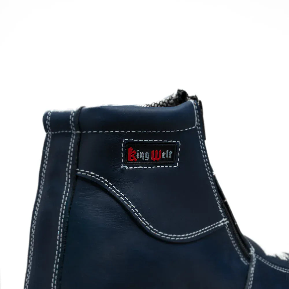 King Welt Boots Western Flex 6" Zipper  Work Boots Medallion Blue Color - King Welt