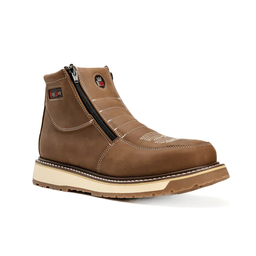 King Welt Boots Western Flex 6" Zipper  Work Boots Medallion Laton Color - King Welt