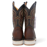 Men's square toe work boots with double density sole in brown by La Carreta back pair view