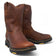 Men's round toe work boots with rubber sole in B23 brown oak by La Carreta pair view