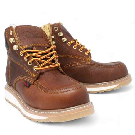 Men's lace up work boots with sierra sole in brown by La Carreta pair view