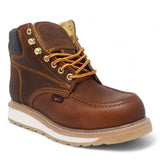 Men's lace up work boots with sierra sole in brown by La Carreta side view