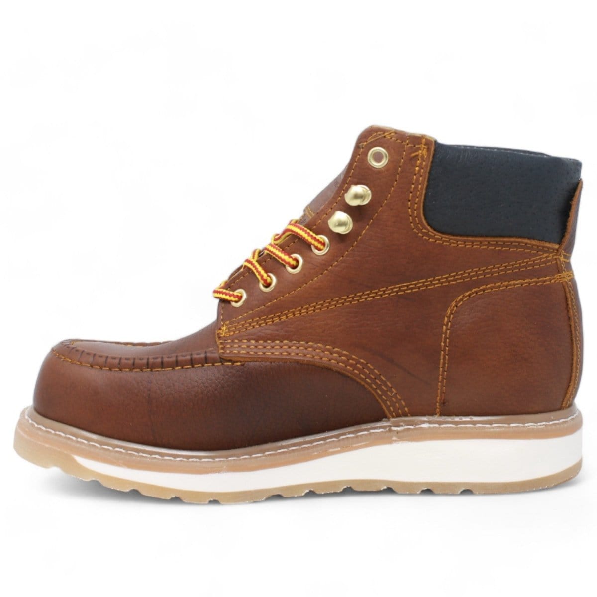 Men's lace up work boots with sierra sole in brown by La Carreta left side view