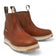 Men's square toe work boots with rubber sole in gold color by La Carreta side pair view