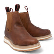 Men's round toe work boots with rubber sole in gold color by La Carreta pair view