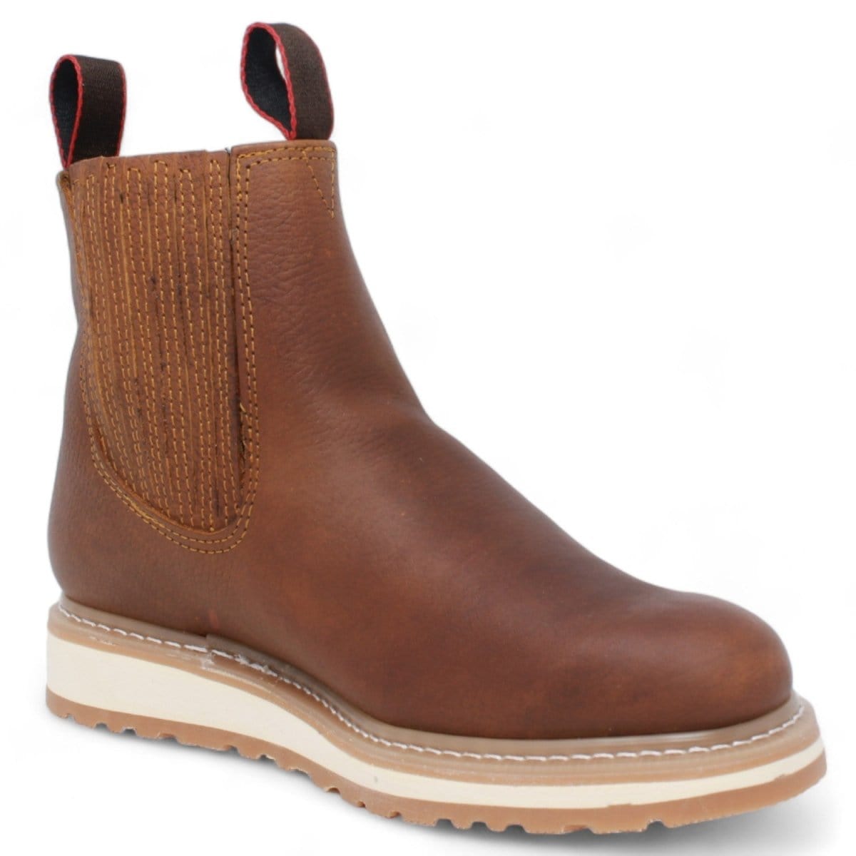 La Carreta Men´s Genuine Leather Rubber Sole Round Toe Work Boot - Brown Oak - Side View