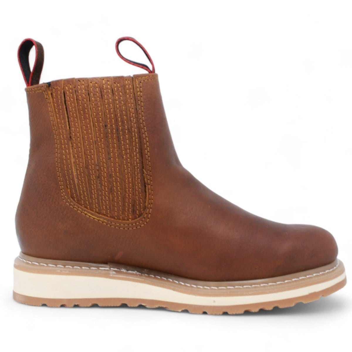 La Carreta Men´s Genuine Leather Rubber Sole Round Toe Work Boot - Brown Oak - Right Side View