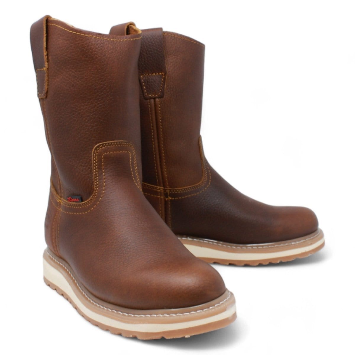 Men's double density work boots in brown by La Carreta pair view