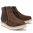 Men's petatillo square toe work shoes with double density sole and double zipper in brown by La Carreta pair view