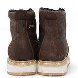 Men's petatillo square toe work shoes with double density sole and double zipper in brown by La Carreta back view